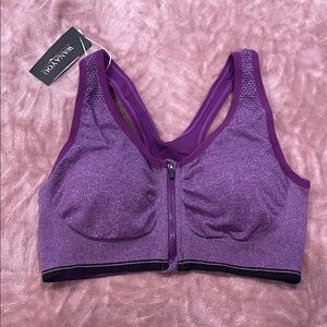 NaNa Violet Front-Zip Sports Bra